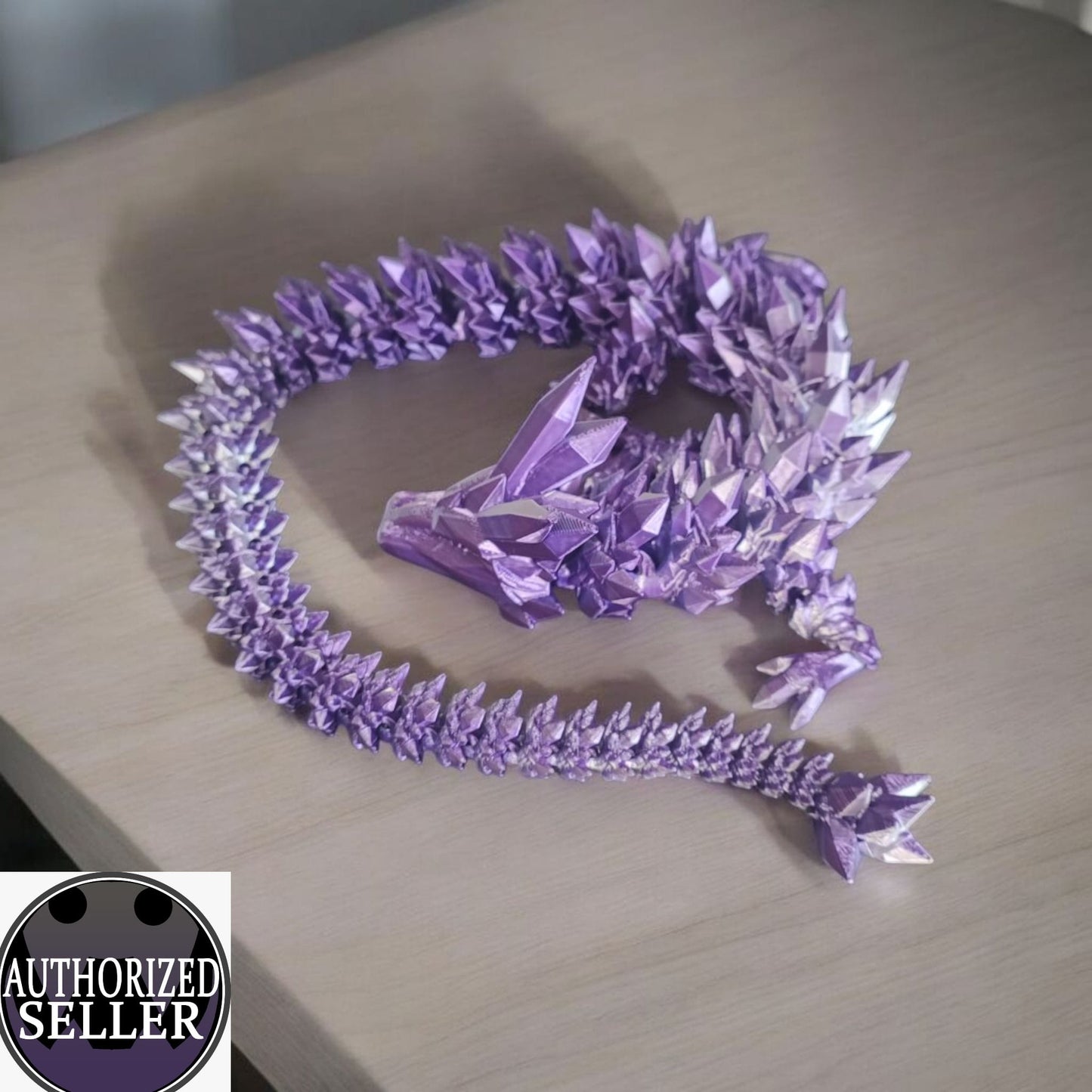 Art 044 Flexi Kristall-Drache | 3D-gedruckter beweglicher Drache | ca. 49cm cm lang | PLA Deko & Geschenk für Fantasy-Fans Art 044
