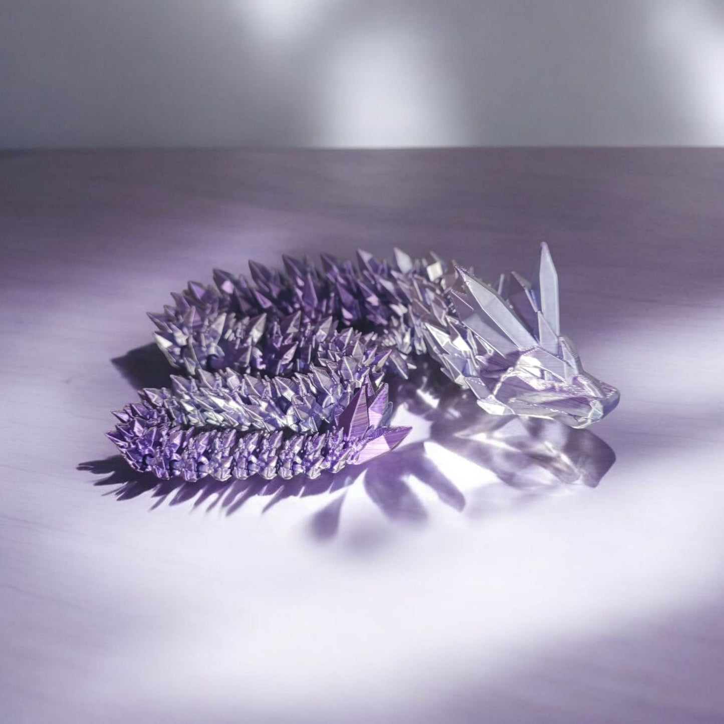 Art 044 Flexi Kristall-Drache | 3D-gedruckter beweglicher Drache | ca. 49cm cm lang | PLA Deko & Geschenk für Fantasy-Fans Art 044