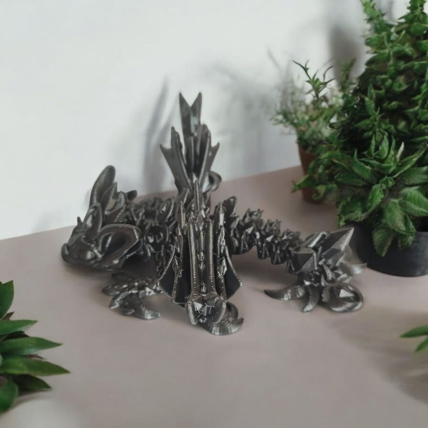 Art 048 Flexi Nachtschatten Drachen | 3D-gedruckter beweglicher Drache | ca. 13,5 cm lang | PLA Deko & Geschenk für Fantasy-Fans Art 048