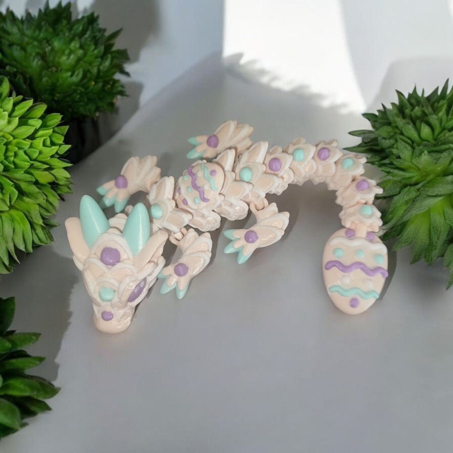 Art 042 Flexi Oster-Drache | 3D-gedruckter beweglicher Drache | ca. 22 cm lang | PLA Deko & Geschenk für Fantasy-Fans Art 042