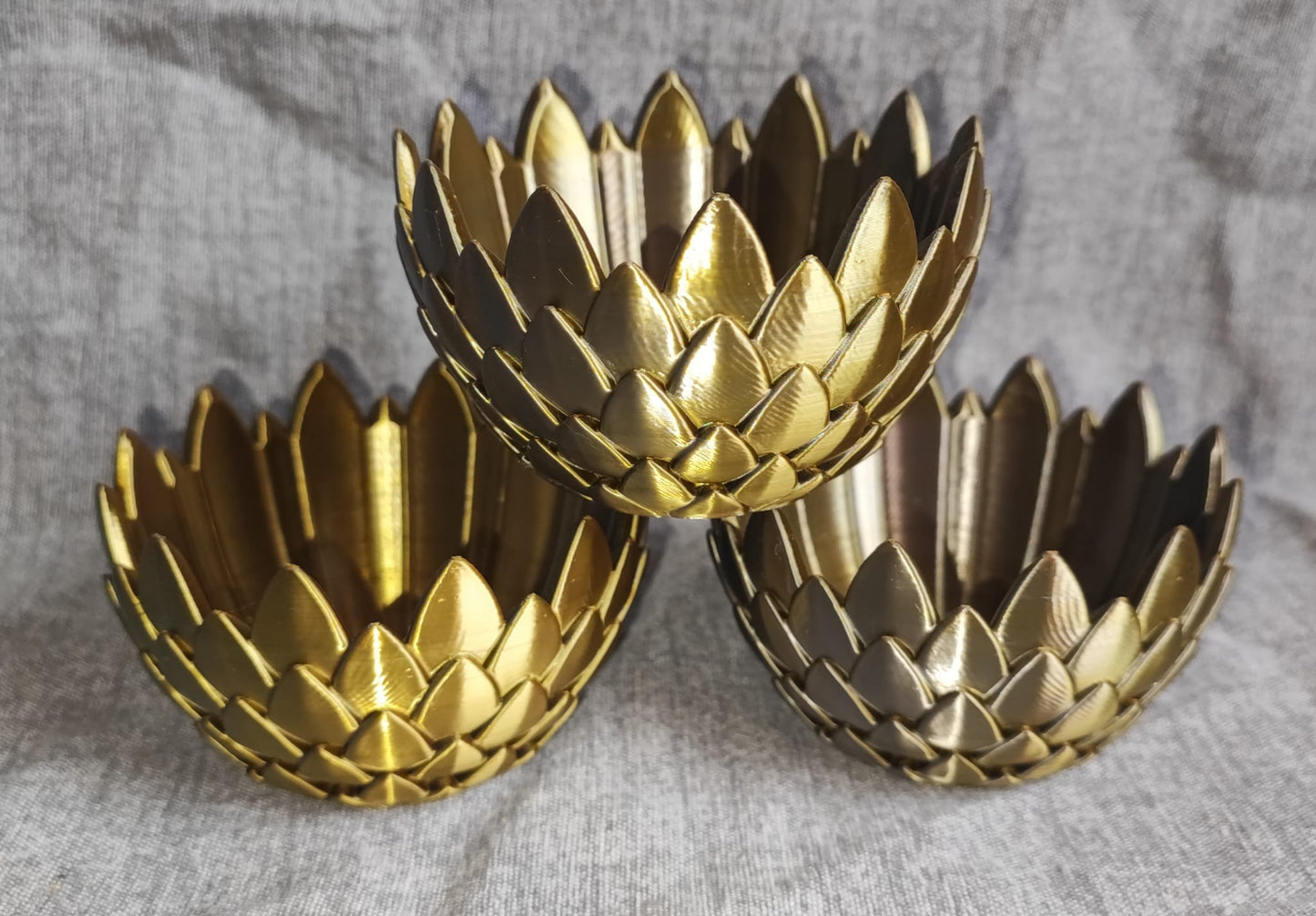 Art 0130 Drachenschuppen Teelichthalter| 3D-gedruckt| 5*8cm | PLA Seiden gold silber Deko Home Geschenk Art 0130