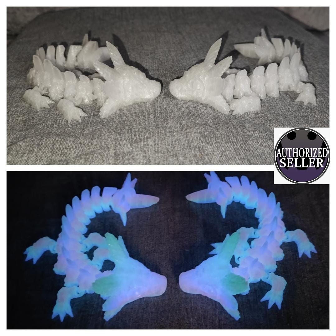 Art 0120 Flexi Leucht Axolotl | 3D-gedruckter beweglicher Axolotl | ca. 18 cm lang | PLA bunt leuchtend Deko & Geschenk für Fantasy-Fans Art 0120