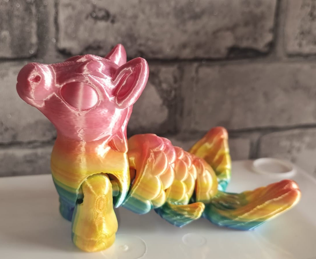 Art. 0203 Seepferdchen | 3D-gedruckt beweglich | ca 14,5 cm lang | PLA Regenbogenverlauf Deko & Geschenk für Fantasy-Fans