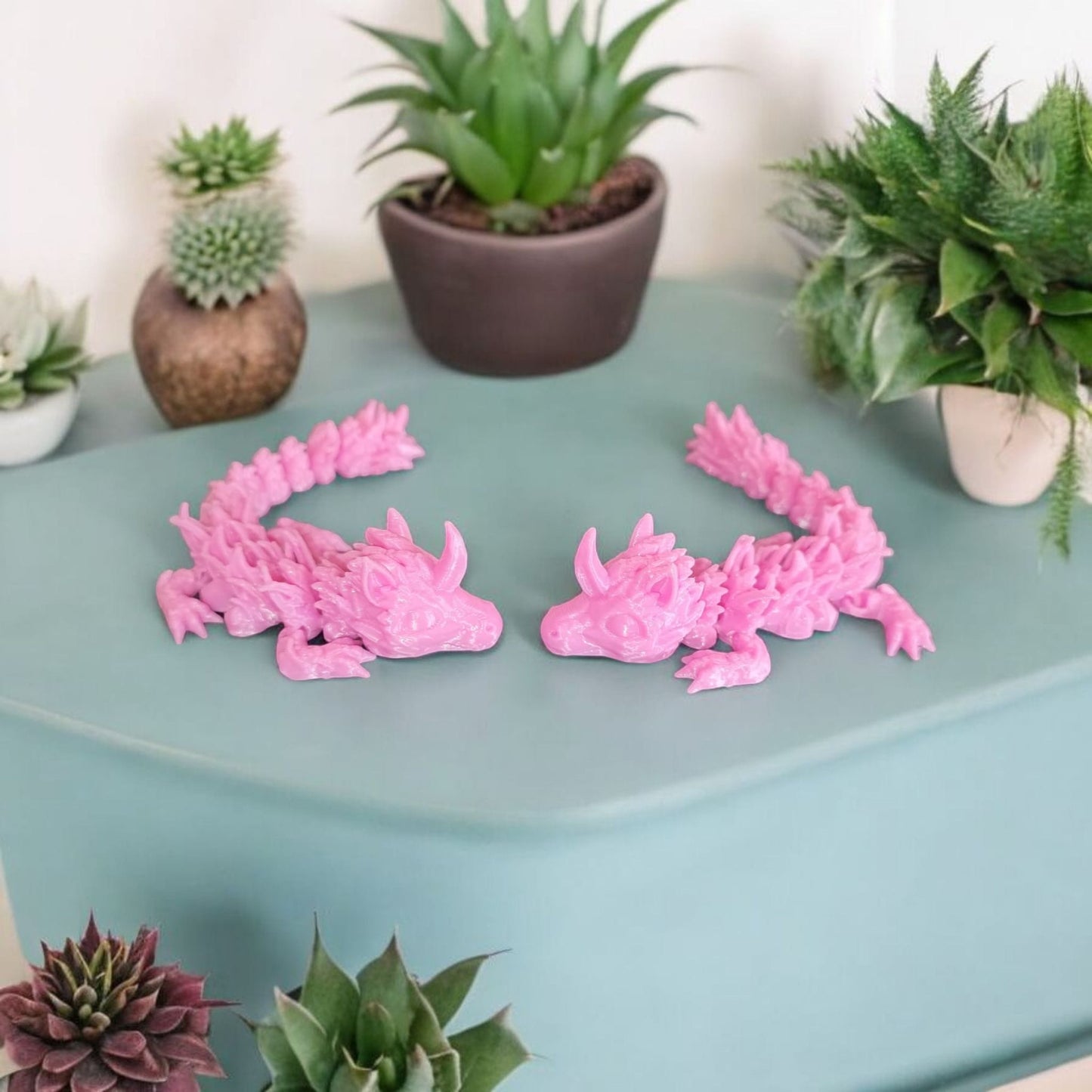Art.018 Flexi Baby Einhorn Drache| 3D-gedruckter beweglicher Drache | 11,8 cm lang | PLA rosa Deko & Geschenk für Fantasy-Fans Art.018