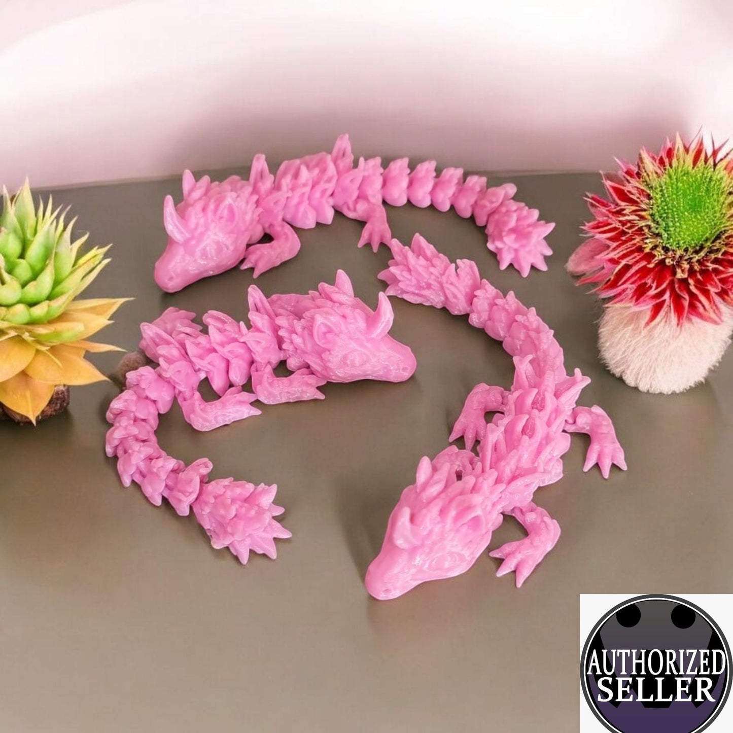 Art.018 Flexi Baby Einhorn Drache| 3D-gedruckter beweglicher Drache | 11,8 cm lang | PLA rosa Deko & Geschenk für Fantasy-Fans Art.018