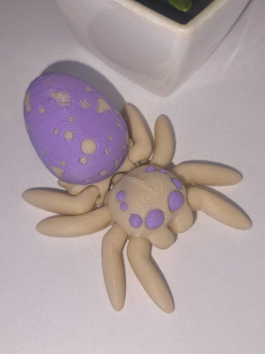 Art 0380 Flexi Osterei Spinne| 3D-gedruckt| ca 7,3*5cm breit | PLA beige Flieder Deko & Geschenk für Fantasy-Fans