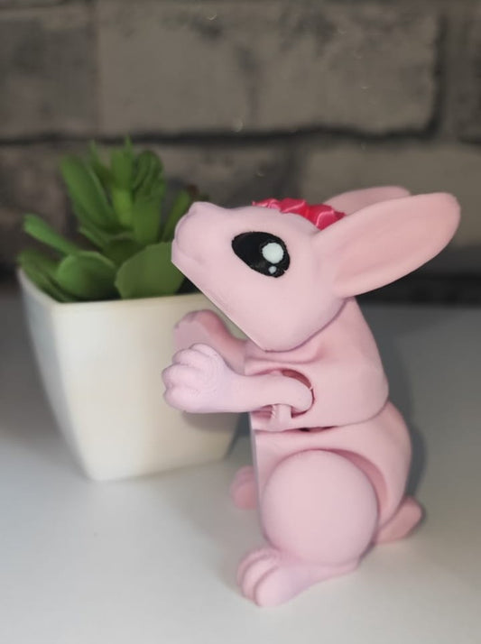 Hase mit Schleife | 3D-gedruckt| ca. 9 cm stehend | PLA rosa pink Deko & Geschenk für Fantasy-Fans Art 0361a