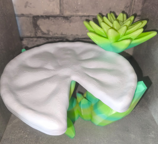 XL Seerosenblatt getragen von Kristallen mit Seerose| 3D-gedruckt| ca. 22*30 cm | PETG grün Verlauf Art Nr 0408