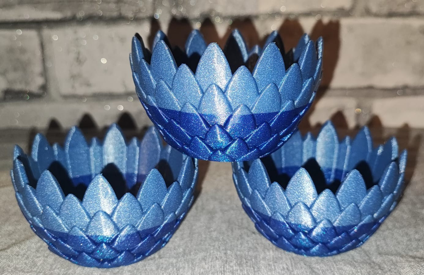 Art 0172 Drachenschuppen Teelichthalter | 3D-gedruckt| 5*8cm | PLA glitzer blau Deko Home Geschenk Art 0172