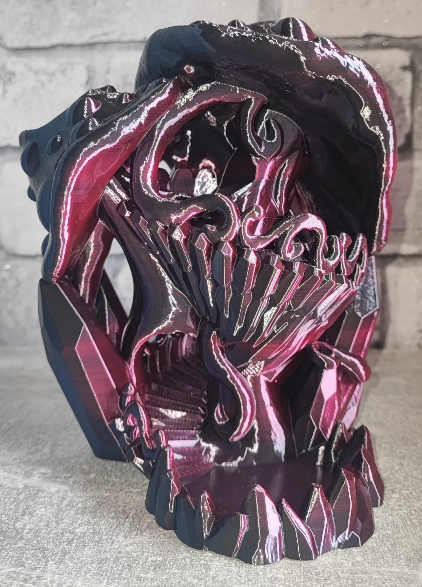 Art 0199 Kristall Pilz Würfelturm | 3D-gedruckt| 17,5*14,0cm | PLA rose red schwarz Deko Home Geschenk Art 0199
