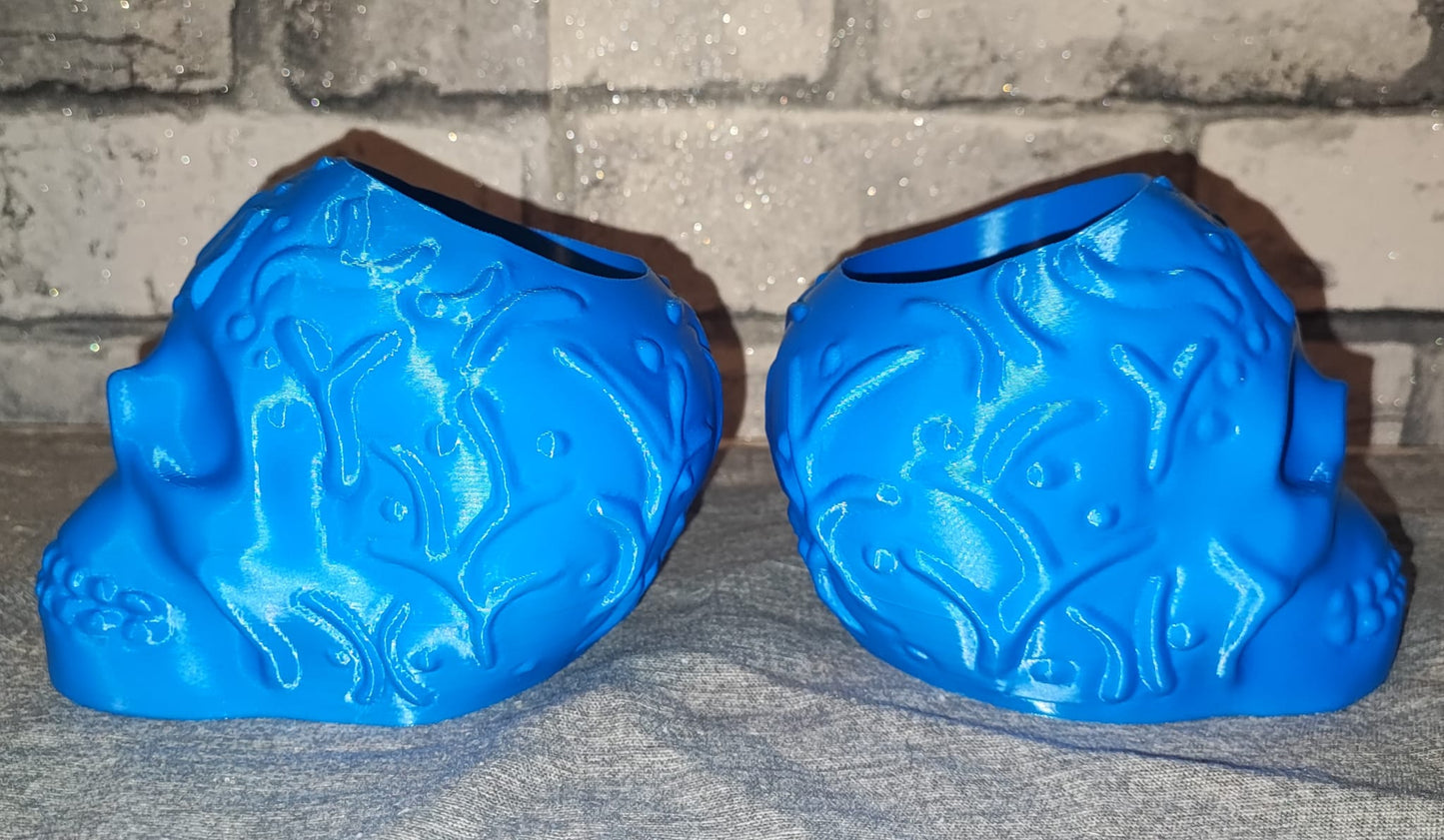 Art 0149 Deko Totenkopf | 3D-gedruckter Stiftehalter/behälter | 10cm Höhe & 13,5cm Tiefe | PLA blau Deko Home Geschenk Art 0149