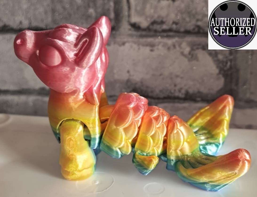 Art. 0203 Seepferdchen | 3D-gedruckt beweglich | ca 14,5 cm lang | PLA Regenbogenverlauf Deko & Geschenk für Fantasy-Fans