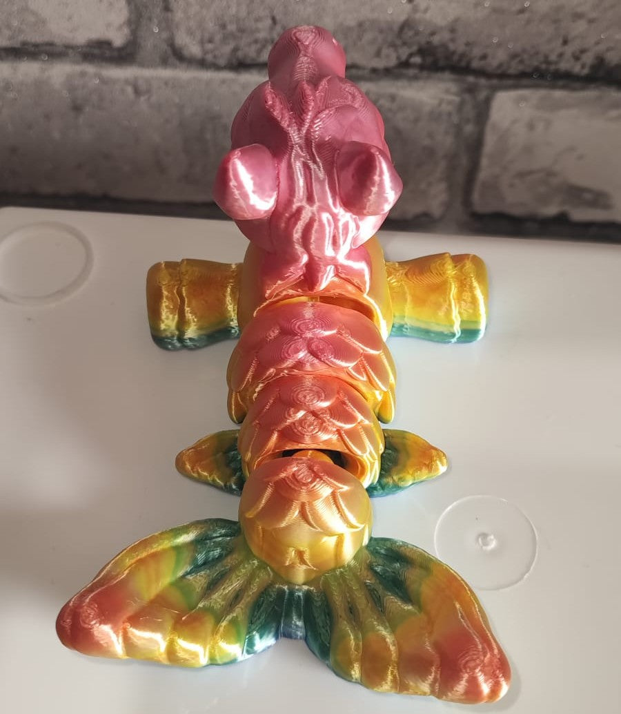 Art. 0203 Seepferdchen | 3D-gedruckt beweglich | ca 14,5 cm lang | PLA Regenbogenverlauf Deko & Geschenk für Fantasy-Fans