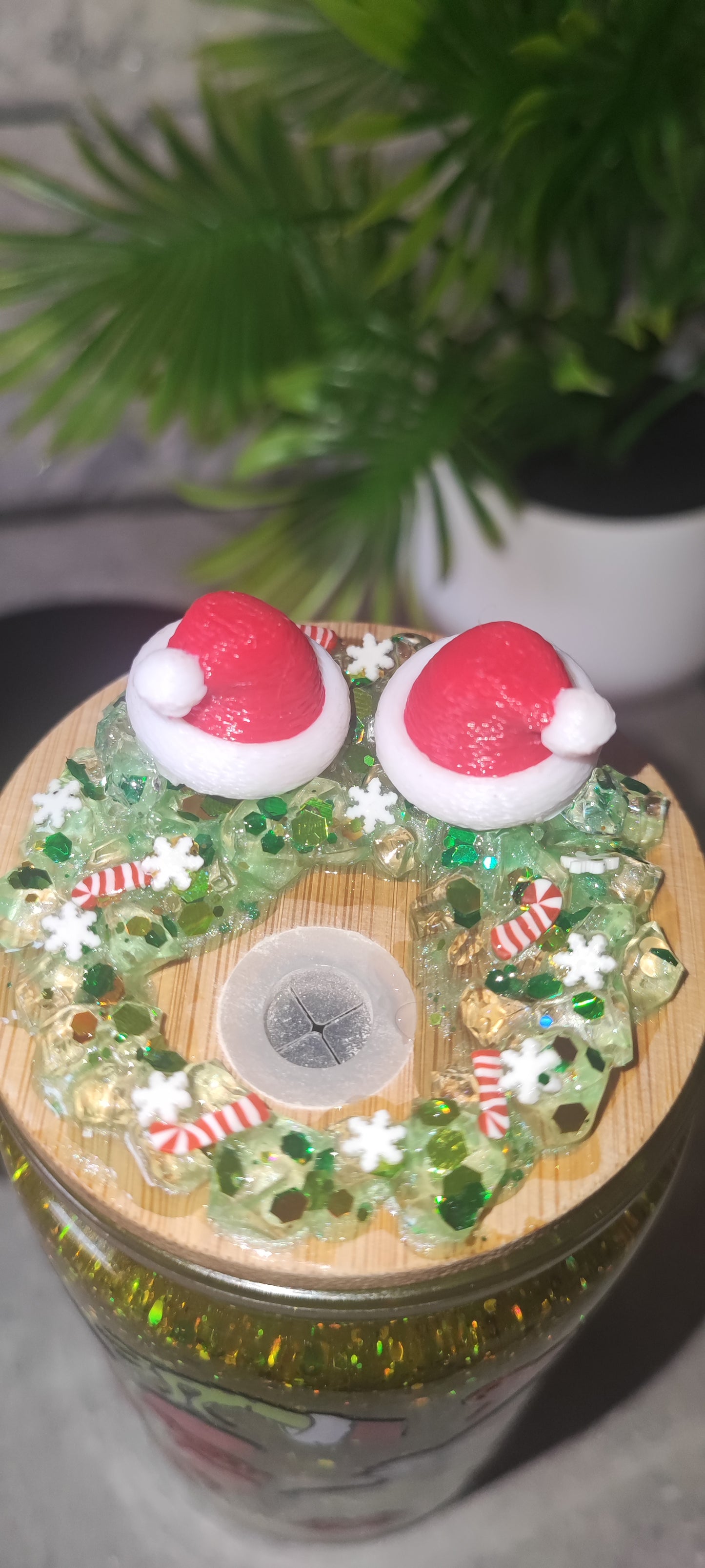 Glitzer Becher mit UV Dtf Aufkleber inkl Strohhalm Kunststoff mit Deko Deckel 3D Druck