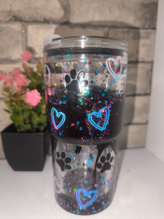 Dog Mom - Lava Becher 18cm Höhe mit UV Dtf Aufkleber inkl Strohhalm