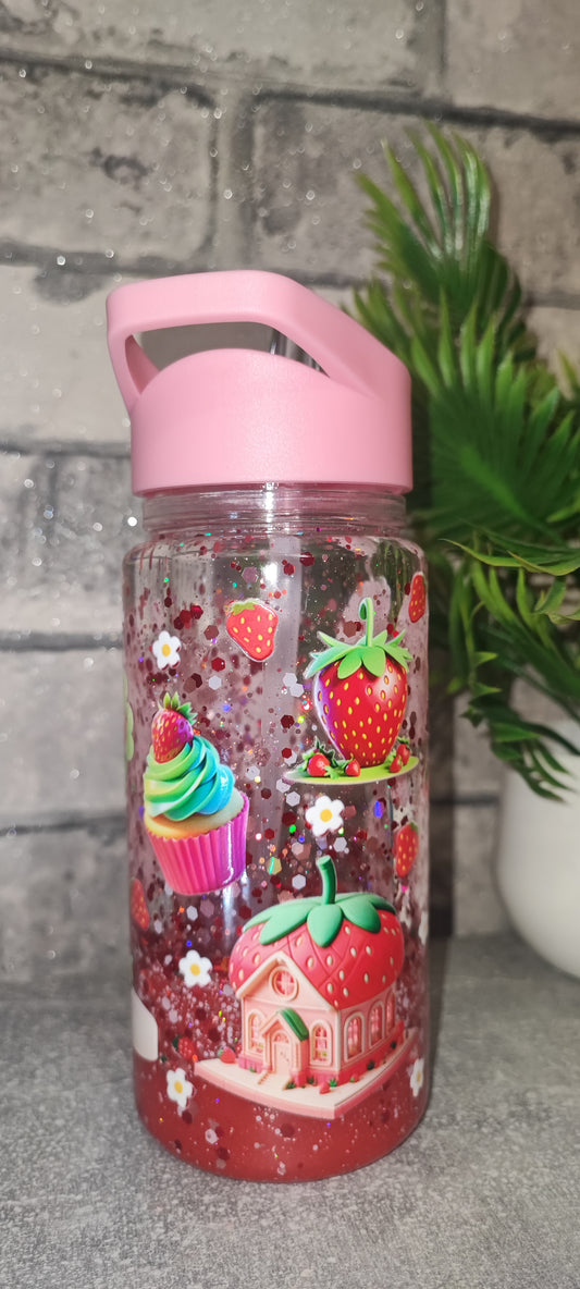 Lava Effekt kleine Flasche mit UV Dtf Aufkleber - Kunststoff - Erdbeeren