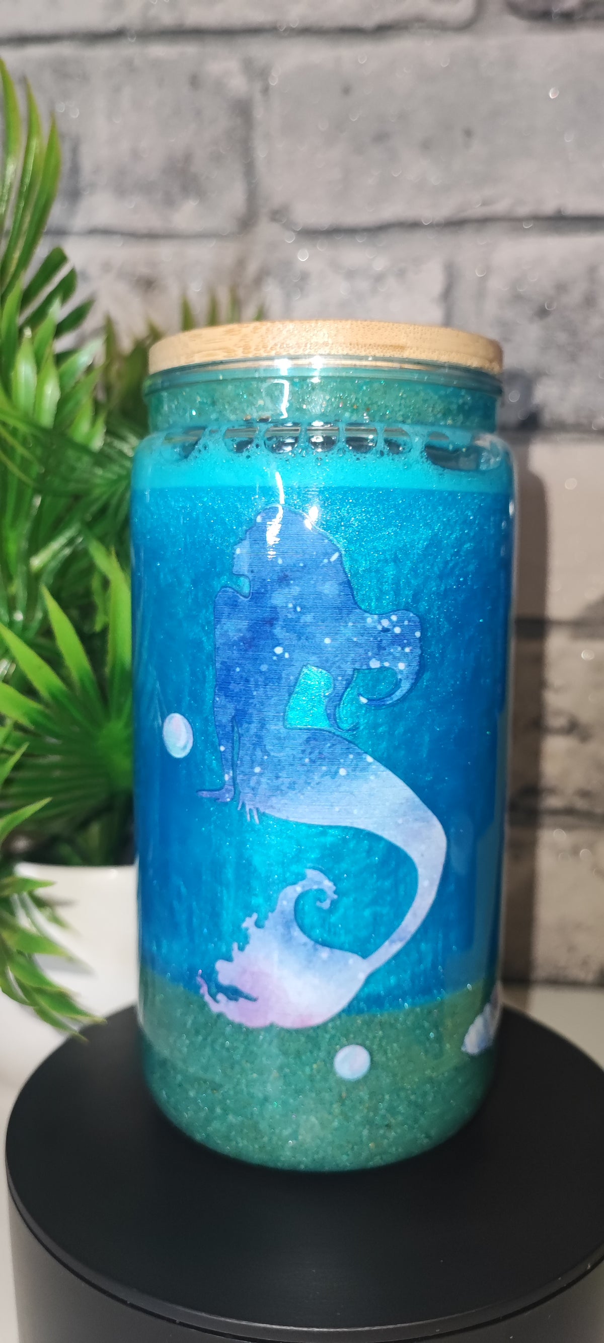 Meeres Becher mit UV Dtf Aufkleber inkl Strohhalm Kunststoff