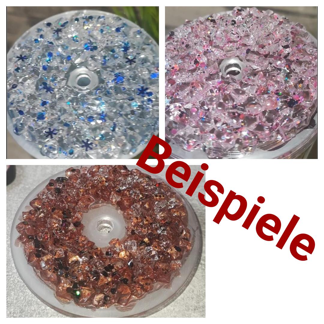 Individueller Großer Glitzer/-Lava Becher mit Strohhalm und UV Dtf Aufkleber - Kunststoff
