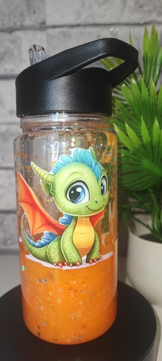 Kleine Flasche Lava Orange mit UV Dtf Aufkleber