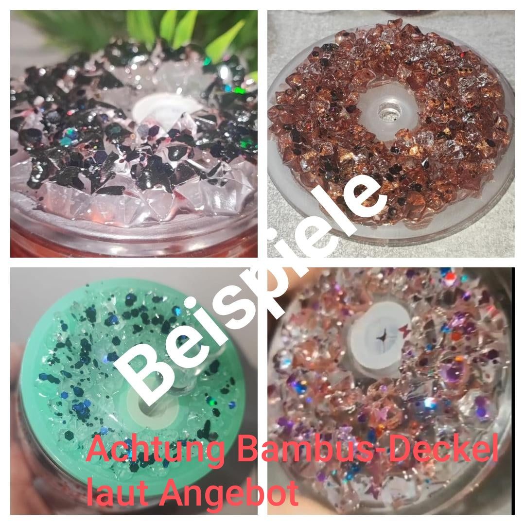 Individueller Glitzer/Lava Becher mit Strohhalm und UV Dtf Aufkleber - Kunststoff - Bambus Deckel