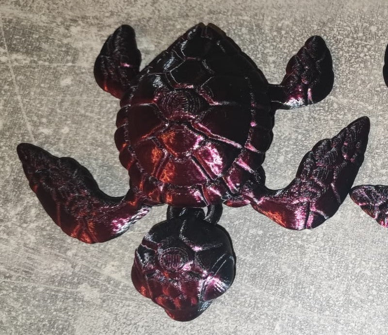 Art 0235 Schildkröte Deko| 3D-gedruckt | 10cm lang | PLA rose red schwarz schimmernd Deko Home Geschenk