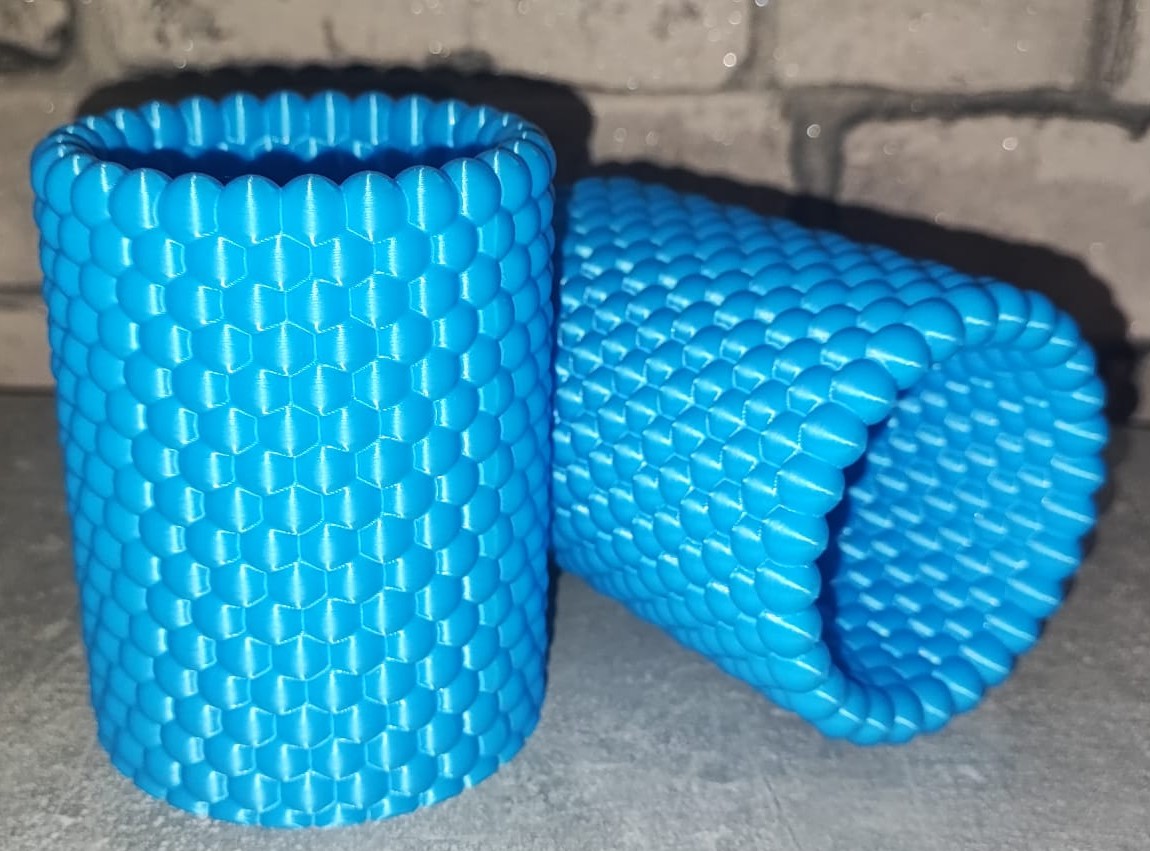 Art 0300 Deko Bubble Behälter | 3D-gedruckter Stiftehalter/behälter |ca. 10cm hoch & 8cm Durchmesser | PLA blau Deko Home Geschenk