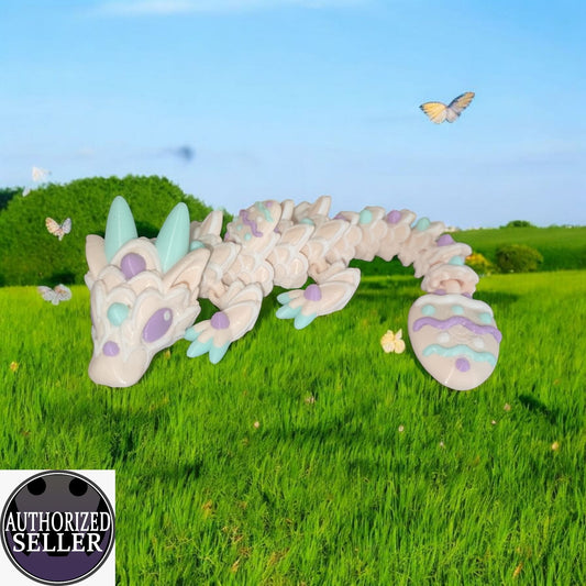 Art 042 Flexi Oster-Drache | 3D-gedruckter beweglicher Drache | ca. 22 cm lang | PLA  Deko & Geschenk für Fantasy-Fans Art 042