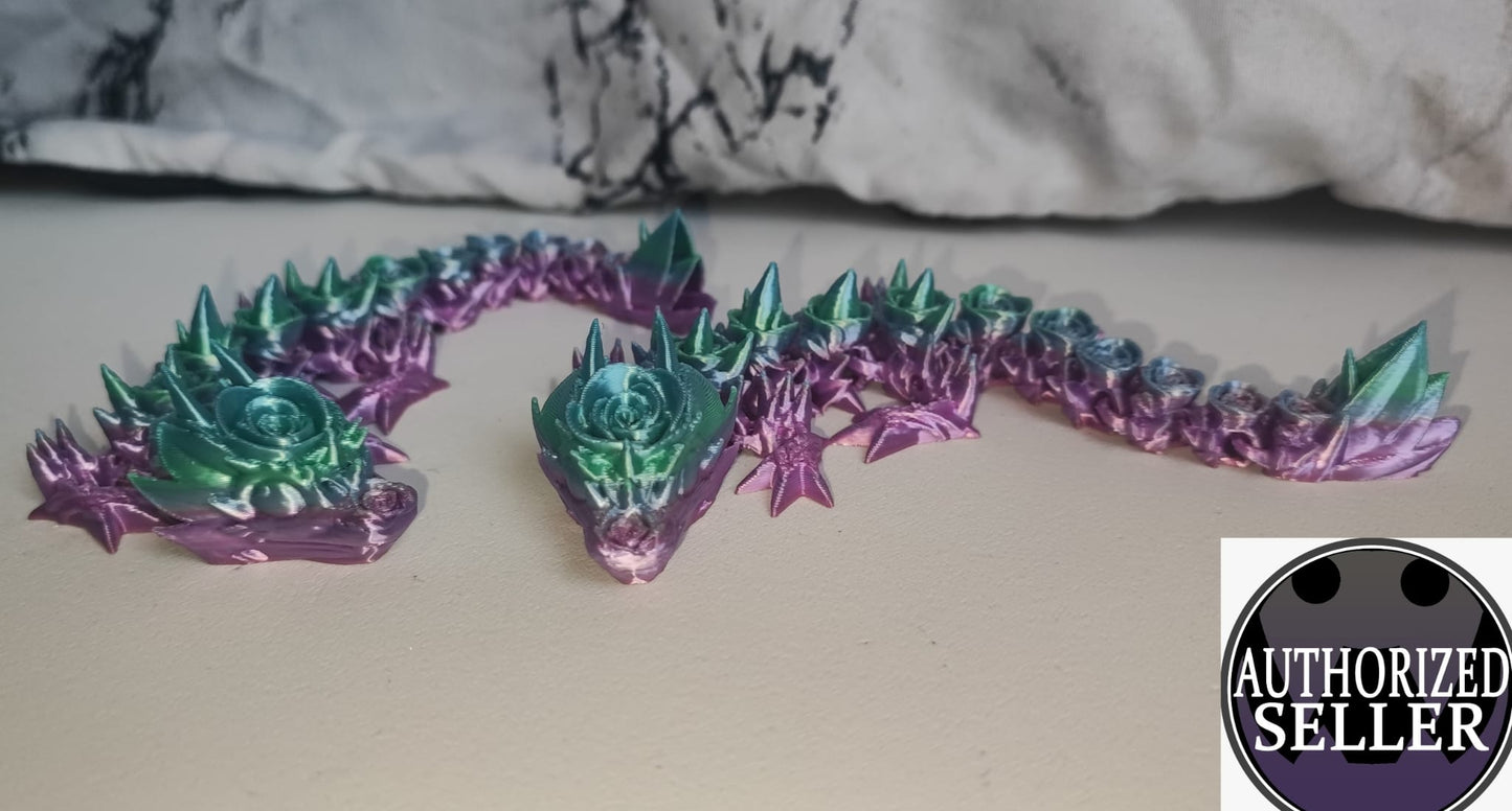 Art. 0106 Baby-Rosen-Drachen | 3D-gedruckter beweglicher Drache | ca.16 cm lang | PLA Farbverlauf Deko & Geschenk für Fantasy-Fans Art. 0106