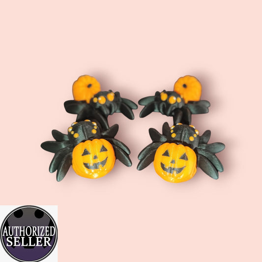 Art.085 Flexi Kürbis Halloween Spinne| 3D-gedruckt| ca 6*5cm breit | PLA schwarz/orange Deko & Geschenk für Fantasy-Fans Art.085