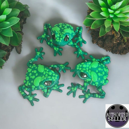 Art 054 Flexi Frosch | 3D-gedruckter beweglicher Frosch | ca. 6 cm lang | PLA Hell/Dunkel Grün Deko & Geschenk für Fantasy-Fans Art 054