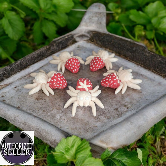 Art 049 Flexi Erdbeer Spinne | 3D-gedruckter bewegliche Spinne | ca. 4 cm lang | PLA  Deko & Geschenk für Fantasy-Fans Art 049