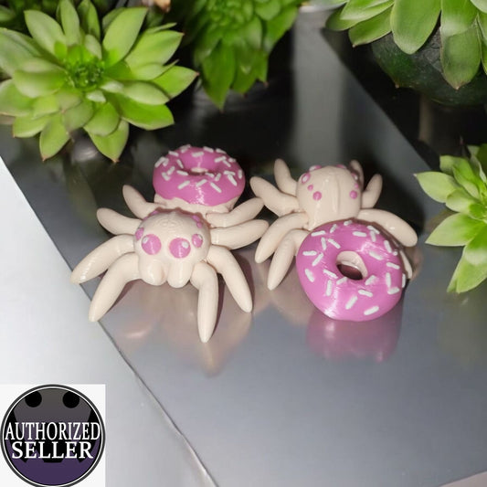 Art.031 Süße Flexi Donut Spinne| 3D-gedruckter beweglicher Drache | 8 cm lang | PLA Deko & Geschenk für Fantasy-Fans Art.031