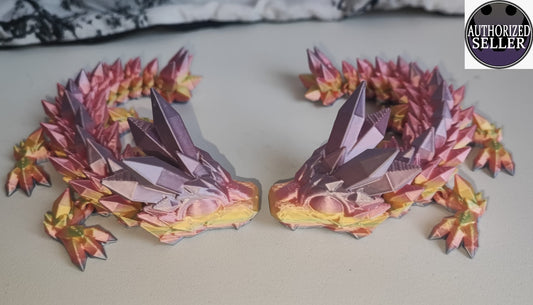 Art.0107 Baby Kristall Drache| 3D-gedruckter beweglicher Drache | 18,5 cm lang | PLA Farbverlauf Deko & Geschenk für Fantasy-Fans Art.0107