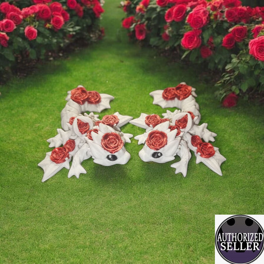 Artikel 005 Kleiner Flexi Rosendrache | 3D-gedruckter beweglicher Drache | ca. 9,8 cm lang | PLA Deko & Geschenk für Fantasy-Fans