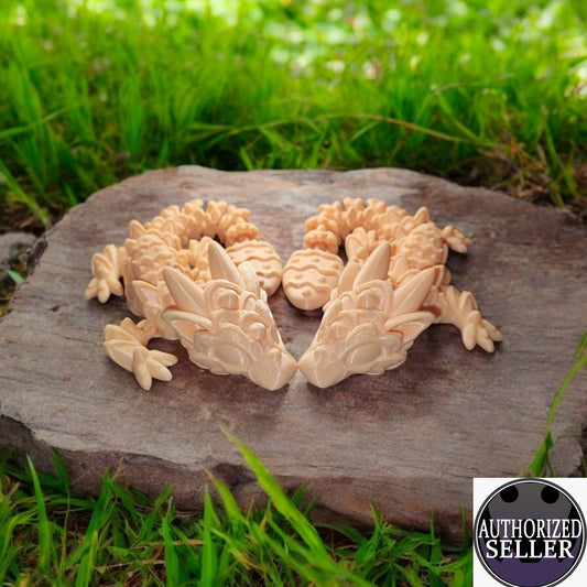 Art.034 Flexi Oster Cookie Drache| 3D-gedruckter beweglicher Drache | 32,0 cm lang | PLA hautfarbend Deko & Geschenk für Fantasy-Fans Art.034