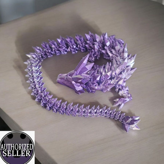 Art 044 Flexi Kristall-Drache | 3D-gedruckter beweglicher Drache | ca. 49cm cm lang | PLA Deko & Geschenk für Fantasy-Fans Art 044