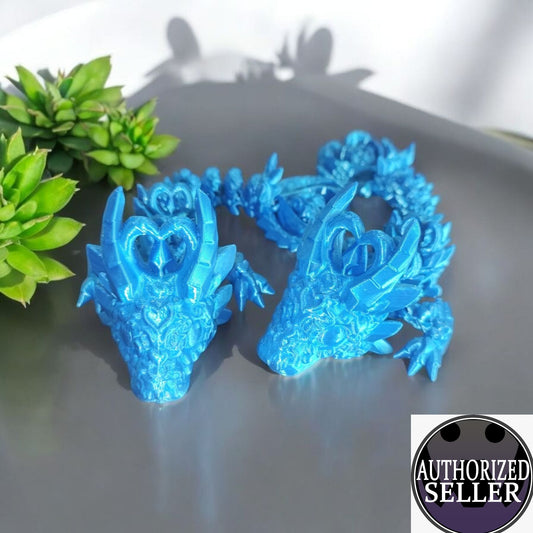 Art. 015 Flexi Herz-Drache | 3D-gedruckter beweglicher Drache | ca. 15cm cm lang | PLA Silk Deko & Geschenk für Fantasy-Fans Art. 015