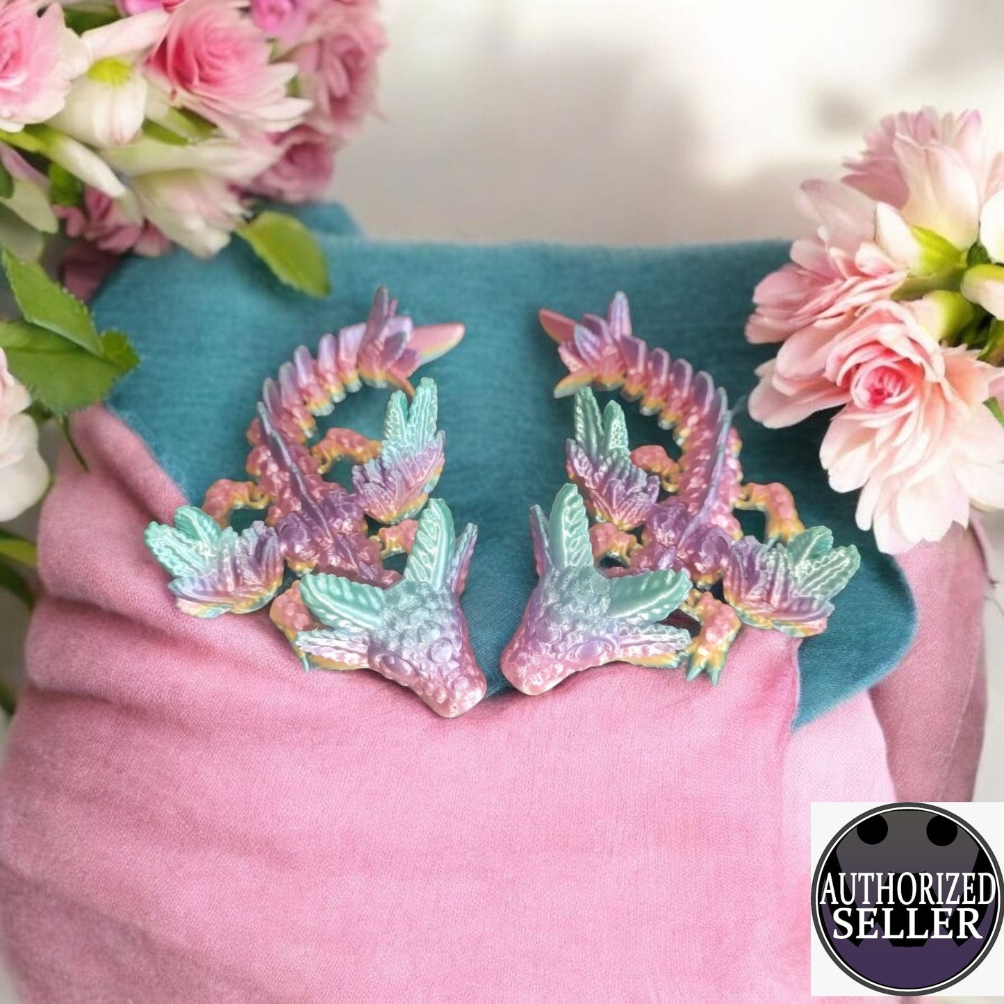 Art 040 Flexi Axolotl mit Flügel | 3D-gedruckter beweglicher Axolotl | ca. 18,5 cm lang | Flügelspannweite 9 cm | PLA Silk Deko & Geschenk für Fantasy-Fans Art 040