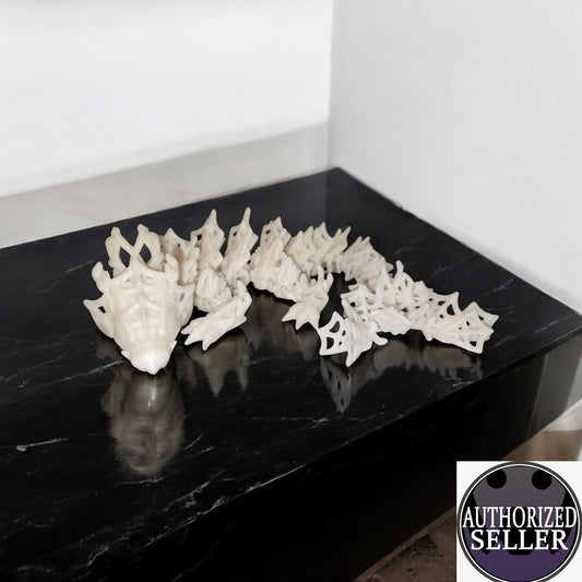 Art 066 Flexi Baby Wicked-Drache | 3D-gedruckter beweglicher Drache | ca. 23,5 cm lang | PLA Knochenweiß  Deko & Geschenk für Fantasy-Fans Art 066