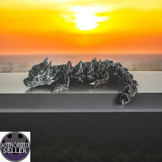 Art.069 Flexi Schwarzer Baby-Rosen-Drache – 3D-gedruckt aus PLA ca. 16 cm Lang Art.069