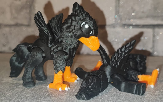 Art 0208 Hippo Greifvogel| 3D-gedruckt| 7,5cm hoch & 10cm lang| PLA schwarz orange weiß Deko Home Geschenk