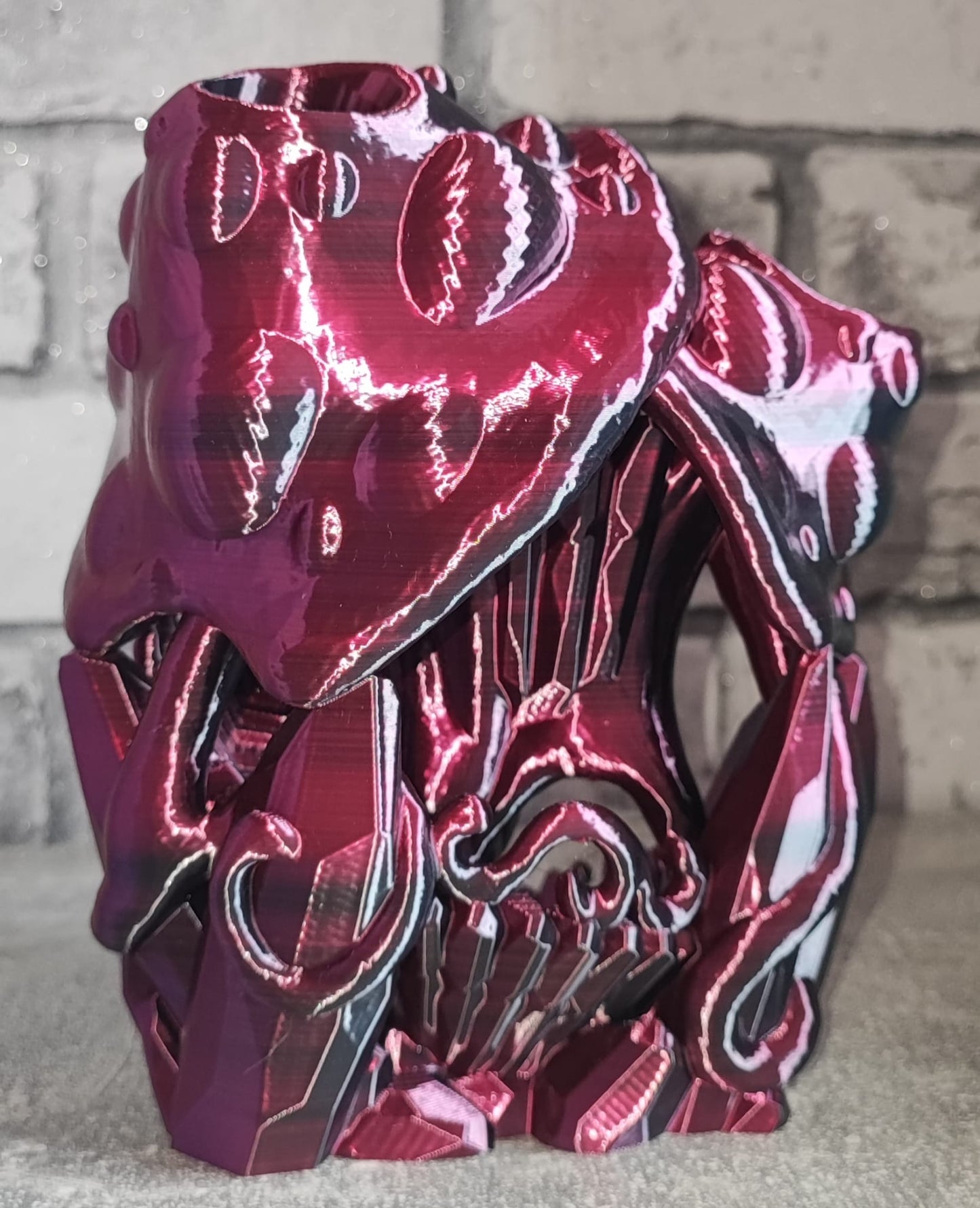 Art 0199 Kristall Pilz Würfelturm | 3D-gedruckt| 17,5*14,0cm | PLA rose red schwarz Deko Home Geschenk Art 0199