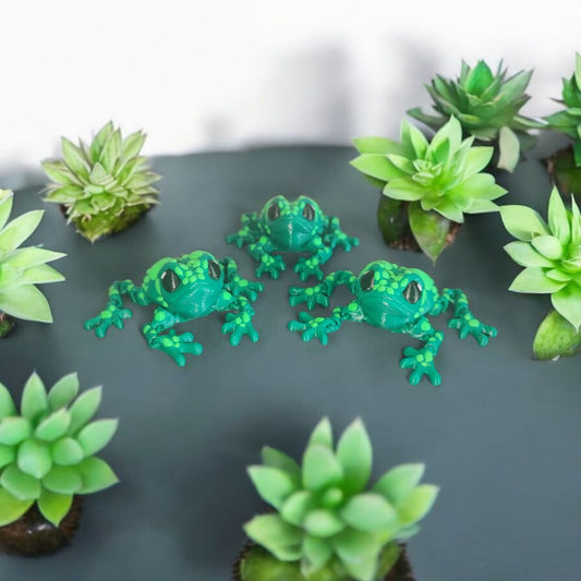 Art 054 Flexi Frosch | 3D-gedruckter beweglicher Frosch | ca. 6 cm lang | PLA Hell/Dunkel Grün Deko & Geschenk für Fantasy-Fans Art 054