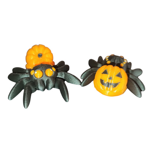 Art.085 Flexi Kürbis Halloween Spinne| 3D-gedruckt| ca 6*5cm breit | PLA schwarz/orange Deko & Geschenk für Fantasy-Fans Art.085