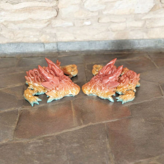 Art.052 Schlüsselanhänger Herz Drachen| 3D-gedruckter beweglicher Drache | 12,0 cm lang | PLA Farbverlauf Deko & Geschenk für Fantasy-Fans Art.052