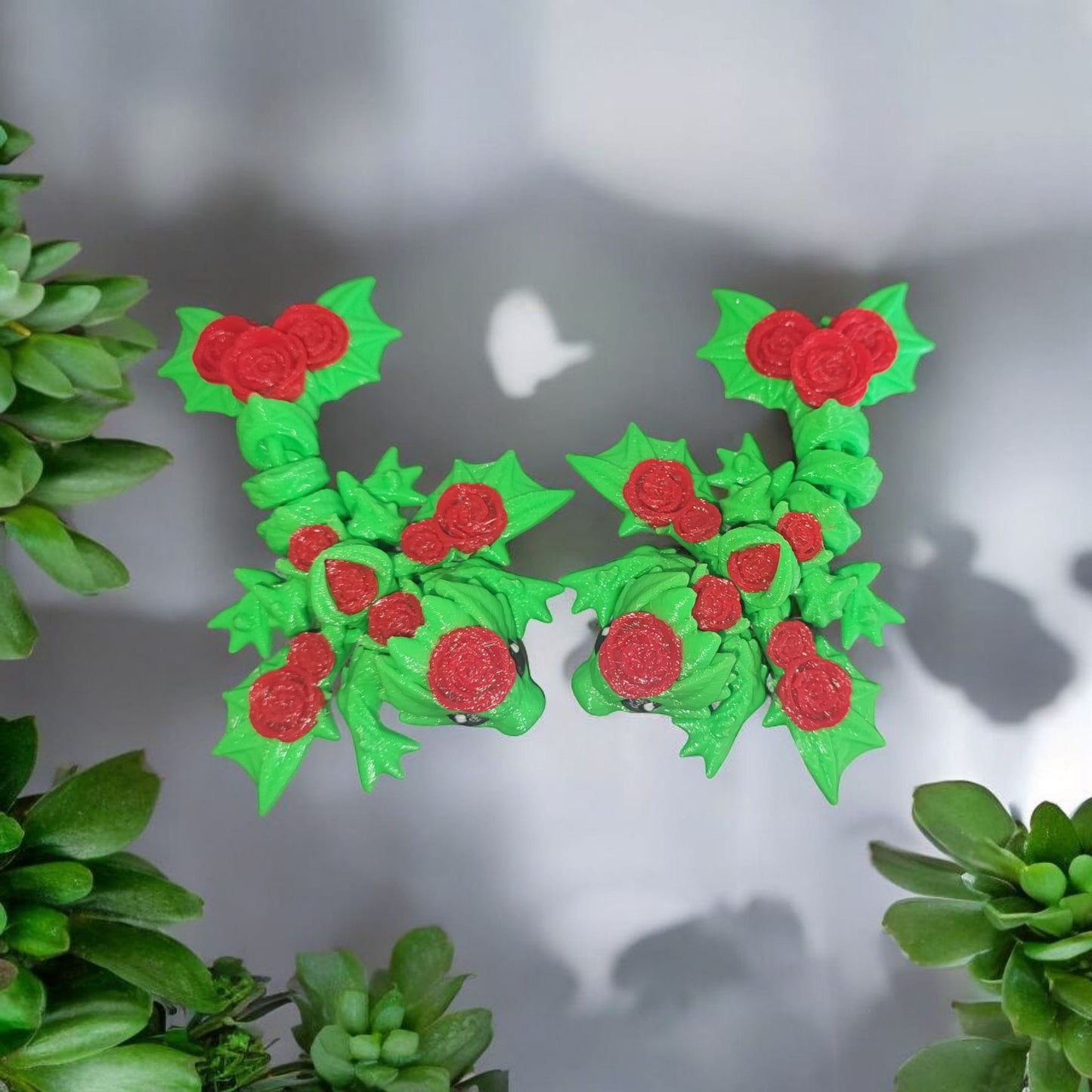 Art.055 Kleiner Rosen Drache| 3D-gedruckter beweglicher Drache | 9,5 cm lang | PLA Deko & Geschenk für Fantasy-Fans Art.055