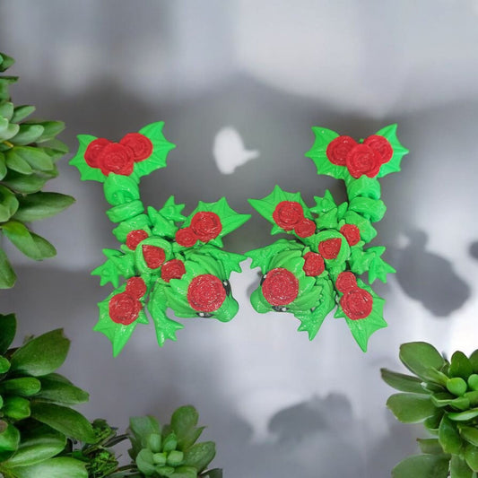 Art.055 Kleiner Rosen Drache| 3D-gedruckter beweglicher Drache | 9,5 cm lang | PLA Deko & Geschenk für Fantasy-Fans Art.055