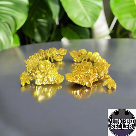Art.033 Flexi Orchideen Drache| 3D-gedruckter beweglicher Drache | 15,0 cm lang | PLA Silk Deko & Geschenk für Fantasy-Fans Art.033