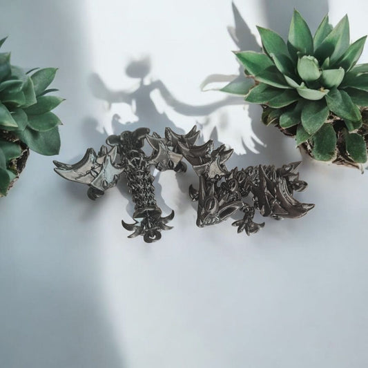 Art 048 Flexi Nachtschatten Drachen | 3D-gedruckter beweglicher Drache | ca. 13,5 cm lang | PLA  Deko & Geschenk für Fantasy-Fans Art 048