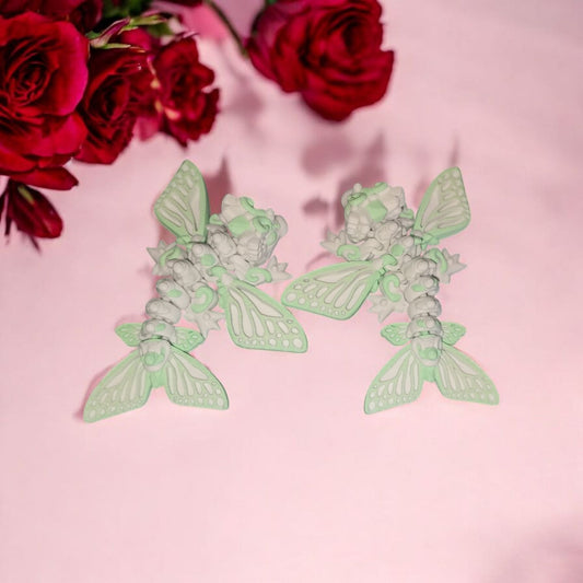 Artikel 007 Kleiner Schmetterlings Drache| 3D-gedruckter beweglicher Drache | 11,3 cm lang | PLA mint-grün Deko & Geschenk für Fantasy-Fans